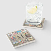 Erstellen Sie Ihr individuelles Foto Collage Rusti Steinuntersetzer (Seitenansicht)