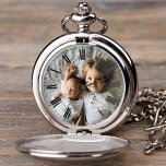 Erstellen Sie Ihr individuelles Foto Klasse Elegan Taschenuhr<br><div class="desc">Dekorativ personalisierbares,  klassisches,  elegantes,  römisches Zahlentaschenuhr-Design mit eigenem Foto,  Bild oder Logo.</div>