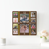 Erstellen Sie Ihre eigene 10-Familie Foto Collage Quadratische Wanduhr (Zuhause)