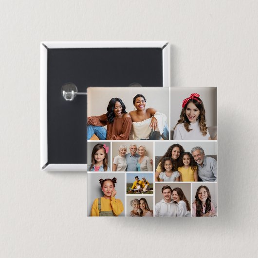 Erstellen Sie Ihre eigene 10-Foto-Collage Button (Vorne & Hinten)