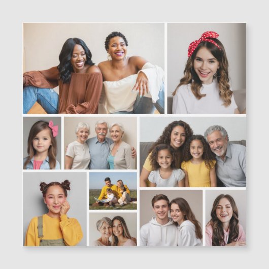 Erstellen Sie Ihre eigene 10 Fotocollage Magnetkar Magnetkarte (Vorderseite)