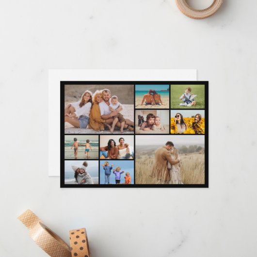 Erstellen Sie Ihre eigene 10-FotoCollage Mitteilungskarte (Vorderseite/Rückseite Beispiel)
