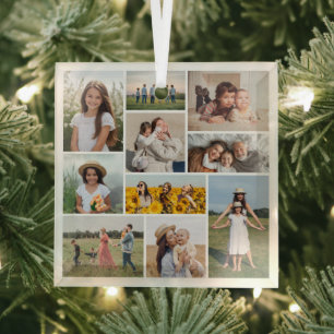Erstellen Sie Ihre eigene 10-FotoCollage Ornament Aus Glas