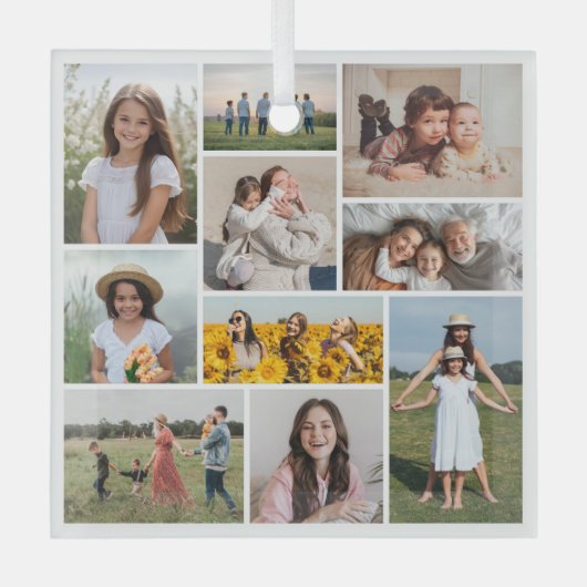 Erstellen Sie Ihre eigene 10-FotoCollage Ornament Aus Glas (Vorderseite)