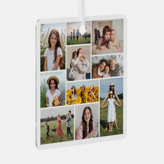 Erstellen Sie Ihre eigene 10-FotoCollage Ornament Aus Metall (Vorderseite Rechts)