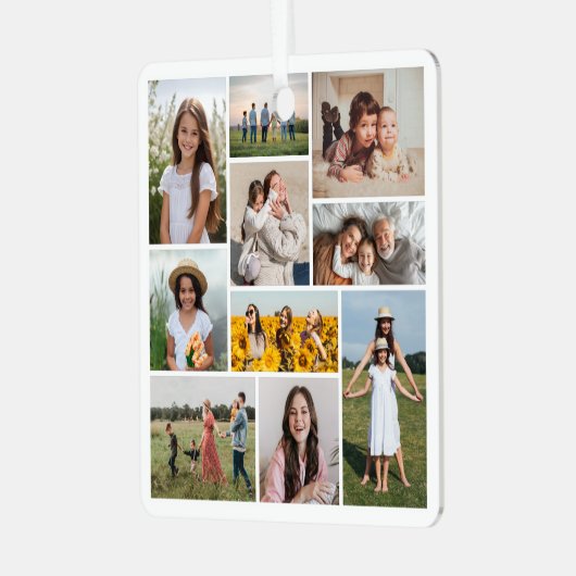 Erstellen Sie Ihre eigene 10-FotoCollage Ornament Aus Metall (Vorderseite links)