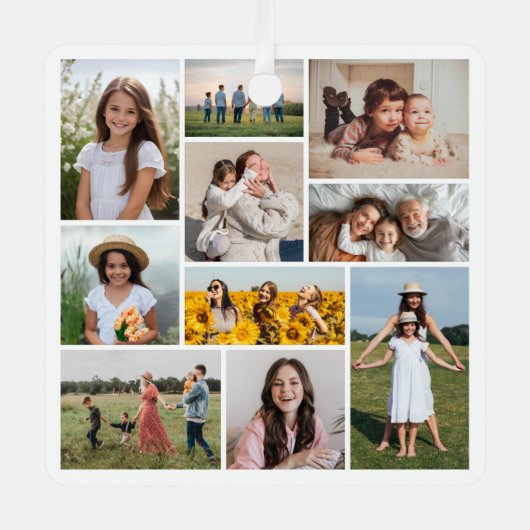 Erstellen Sie Ihre eigene 10-FotoCollage Ornament Aus Metall (Vorderseite)