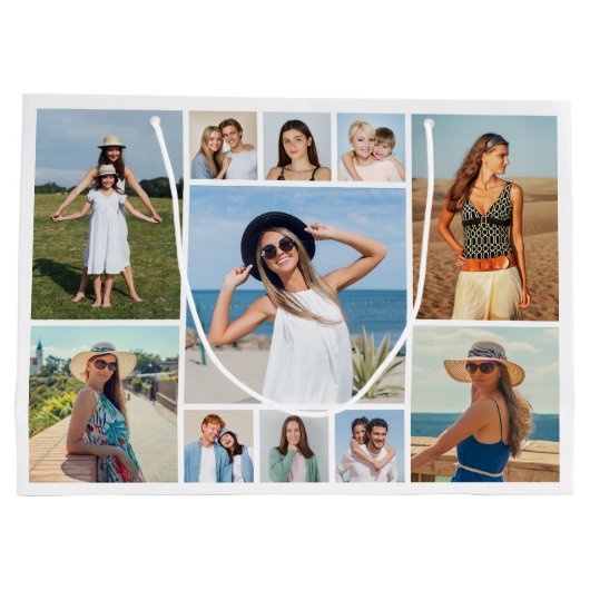 Erstellen Sie Ihre eigene 11 FotoCollage Große Geschenktüte (Rückseite)