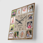 Erstellen Sie Ihre eigene 12 Collage Frame Burlap Quadratische Wanduhr (Winkel)