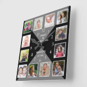 Erstellen Sie Ihre eigene 12-Familie Foto Collage Quadratische Wanduhr (Winkel)