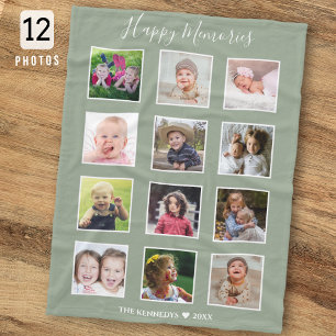 Erstellen Sie Ihre eigene 12-Familien-Fotocollage Fleecedecke