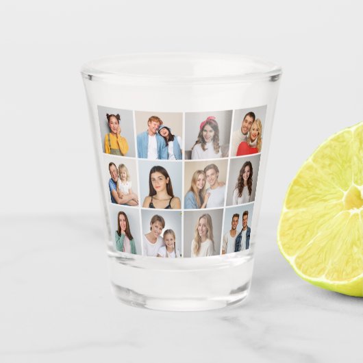 Erstellen Sie Ihre eigene 12 FotoCollage Schnapsglas (Vorderseite)