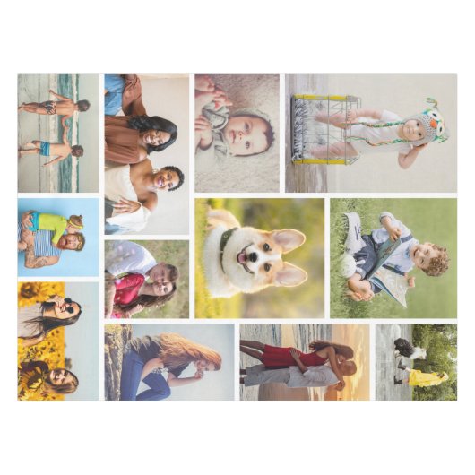 Erstellen Sie Ihre eigene 12 FotoCollage Tischdecke (Vorderseite (Horizontal))