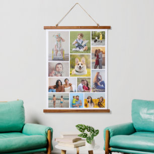 Erstellen Sie Ihre eigene 12 FotoCollage Wandteppich Mit Holzrahmen