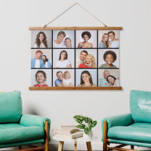 Erstellen Sie Ihre eigene 12 FotoCollage Wandteppich Mit Holzrahmen