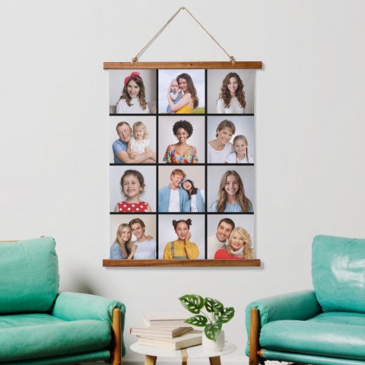 Erstellen Sie Ihre eigene 12 FotoCollage Wandteppich Mit Holzrahmen (Wohnzimmer)