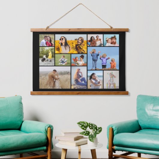 Erstellen Sie Ihre eigene 12 FotoCollage Wandteppich Mit Holzrahmen (Wohnzimmer)