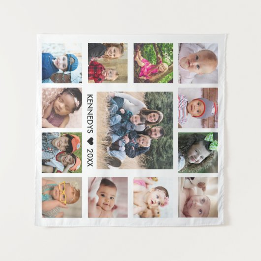 Erstellen Sie Ihre eigene 13 Familienfotocollage Wandteppich (Vorderseite (Horizontal))