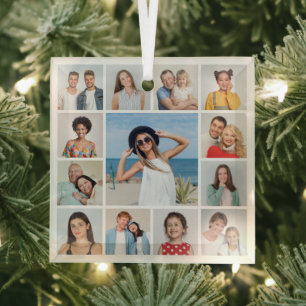 Erstellen Sie Ihre eigene 13-Foto-Collage Ornament Aus Glas