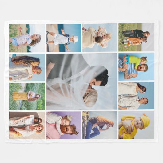Erstellen Sie Ihre eigene 13 FotoCollage Fleecedecke (Vorderseite (Horizontal))