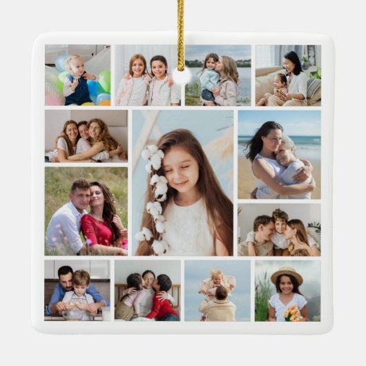 Erstellen Sie Ihre eigene 13 FotoCollage Keramikornament (Rückseite)