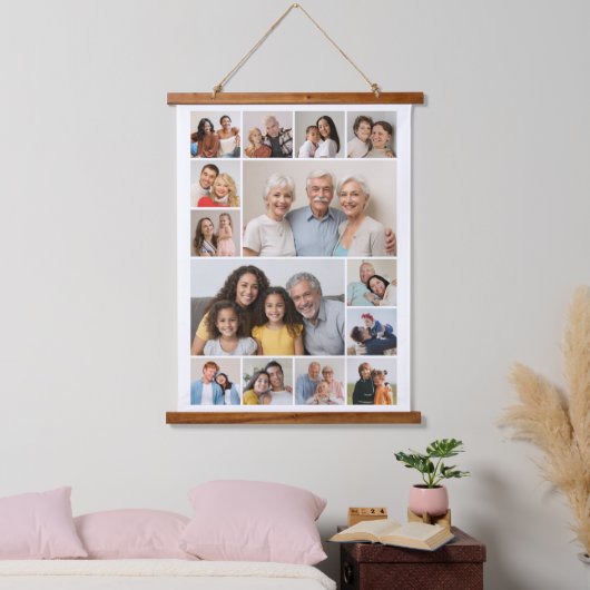 Erstellen Sie Ihre eigene 14 FotoCollage Wandteppich Mit Holzrahmen (Schlafzimmer)