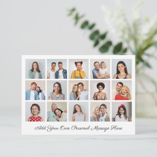 Erstellen Sie Ihre eigene 15-Foto Collage hinzufüg Karte (Stehend Vorderseite)