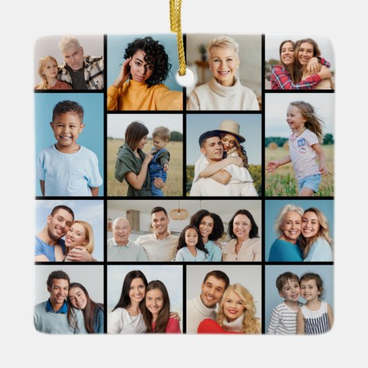 Erstellen Sie Ihre eigene 15 FotoCollage Keramikornament (Vorderseite)