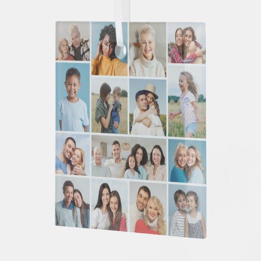 Erstellen Sie Ihre eigene 15 FotoCollage Ornament Aus Glas (Vorderseite links)