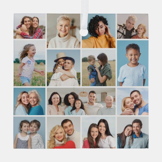 Erstellen Sie Ihre eigene 15 FotoCollage Ornament Aus Glas (Rückseite)