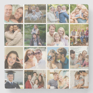 Erstellen Sie Ihre eigene 16-Foto-Collage  Steinuntersetzer