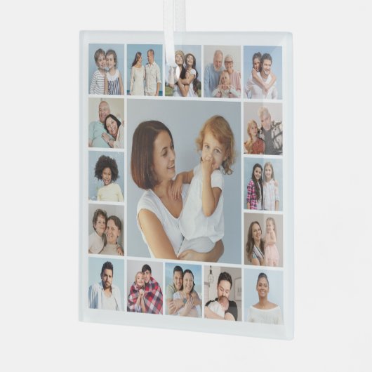 Erstellen Sie Ihre eigene 17 FotoCollage Ornament Aus Glas (Vorderseite links)