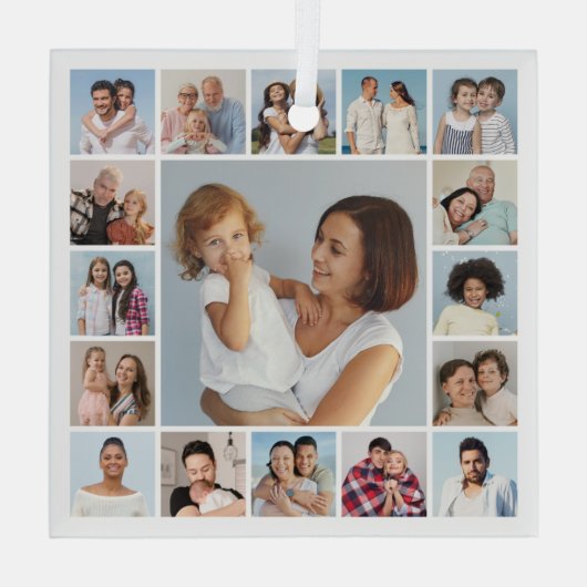 Erstellen Sie Ihre eigene 17 FotoCollage Ornament Aus Glas (Rückseite)