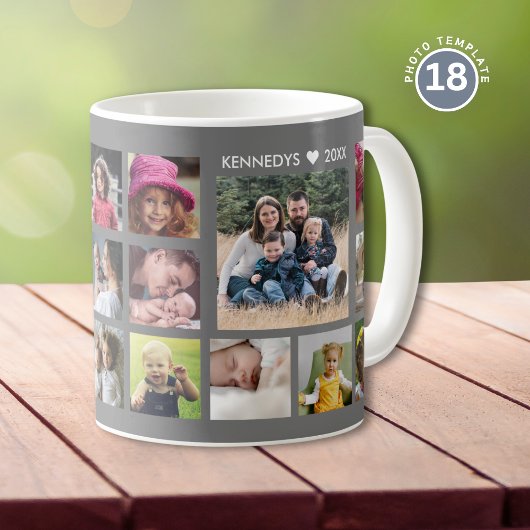 Erstellen Sie Ihre eigene 18-Foto-Collage Familien Kaffeetasse