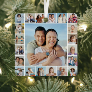 Erstellen Sie Ihre eigene 21-Foto-Collage Ornament Aus Metall