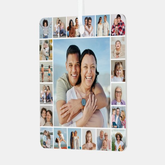 Erstellen Sie Ihre eigene 21 FotoCollage Ornament Aus Metall (Vorderseite links)