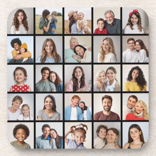 Erstellen Sie Ihre eigene 25-Foto Collage Getränkeuntersetzer (Vorderseite)