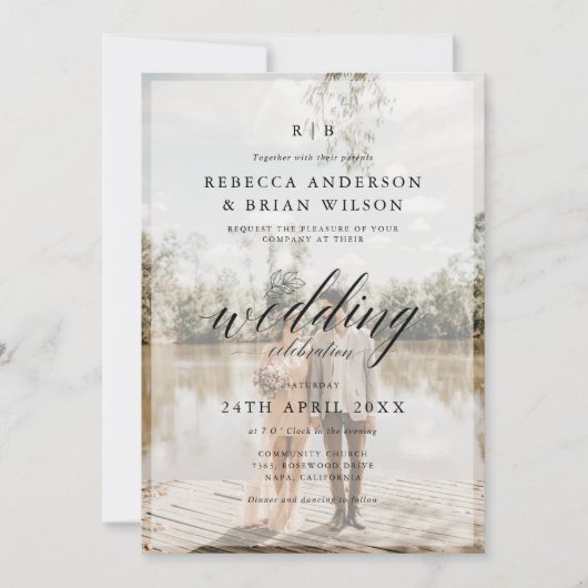 Erstellen Sie Ihre eigene 2 Foto Chic Calligrafy W Einladung (Vorderseite)