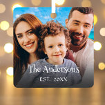 Erstellen Sie Ihre eigene 2-Foto-Typografie für be Ornament Aus Metall<br><div class="desc">Familienname Foto Moderne lustige Typografie Metal Ornament</div>