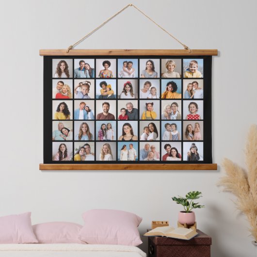 Erstellen Sie Ihre eigene 35-Foto Collage Wandteppich Mit Holzrahmen (Schlafzimmer)