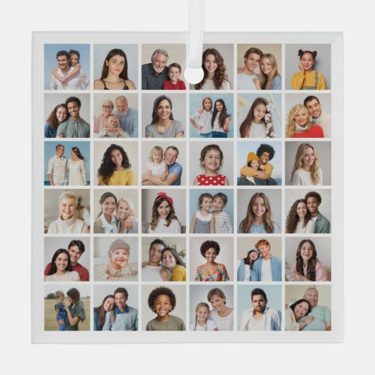 Erstellen Sie Ihre eigene 36 FotoCollage Ornament Aus Glas (Rückseite)