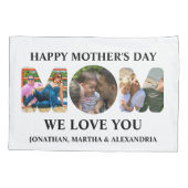 Erstellen Sie Ihre eigene 3-Foto Collage Happy Müt Kissenbezug (Rückseite)