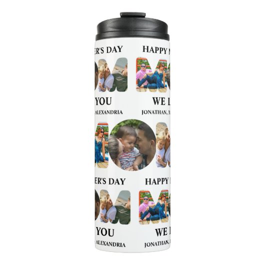 Erstellen Sie Ihre eigene 3-Foto Collage Happy Müt Thermosbecher (Vorderseite)