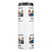 Erstellen Sie Ihre eigene 3-Foto Collage Happy Müt Thermosbecher (Rückseite)