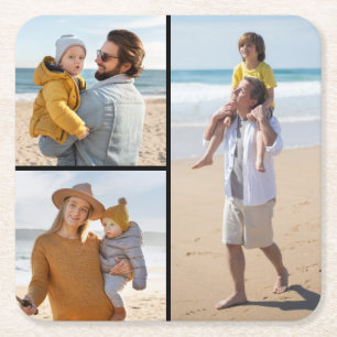 Erstellen Sie Ihre eigene 3 FotoCollage Rechteckiger Pappuntersetzer