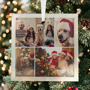 Erstellen Sie Ihre eigene 4-Foto-Collage Weihnacht Ornament Aus Glas