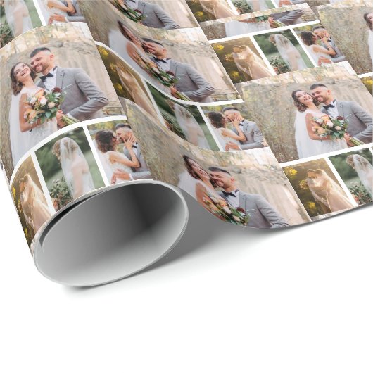 Erstellen Sie Ihre eigene 4-Foto-Hochzeitskollekti Geschenkpapier (Rolleneckpunkt)
