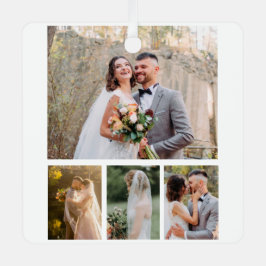Erstellen Sie Ihre eigene 4-Foto-Hochzeitskollekti Ornament Aus Metall