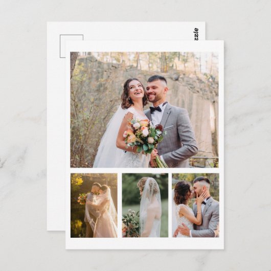 Erstellen Sie Ihre eigene 4-Foto-Hochzeitskollekti Postkarte (Vorne/Hinten)