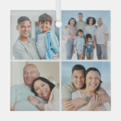 Erstellen Sie Ihre eigene 4-FotoCollage Ornament Aus Glas (Vorderseite)